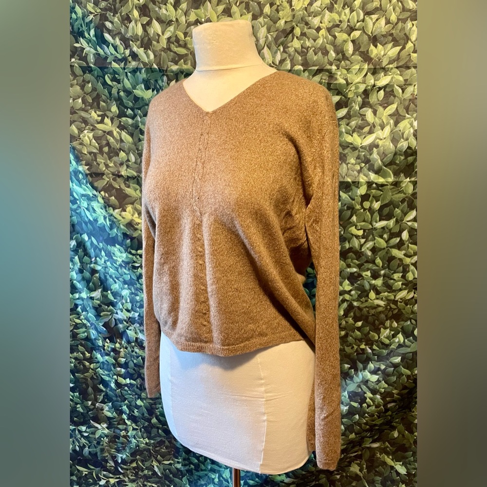 Croft & Barrow Tan V-Neck Cashmere Sweater